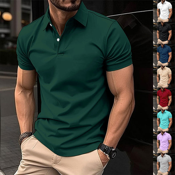 Effortless Summer Style: Men's Solid Color Polo Shirt - FZ ALLURES