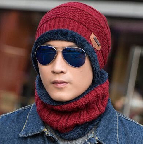 Men's Winter Knitted Hat - Casual Warm Wool Bib - FZ ALLURES