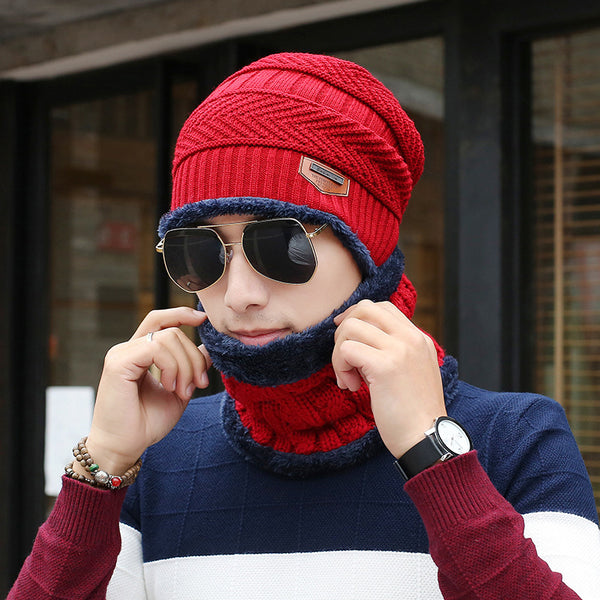 Men's Winter Knitted Hat - Casual Warm Wool Bib - FZ ALLURES
