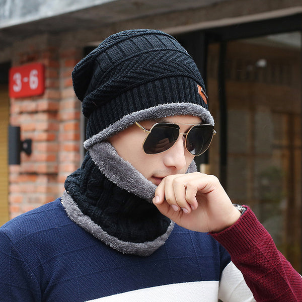 Men's Winter Knitted Hat - Casual Warm Wool Bib - FZ ALLURES