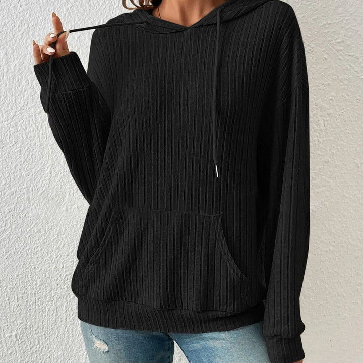 Stylish Sweatshirt, Sunken Stripe Hoodie Knitwear Womens Clothing - FZ ALLURES