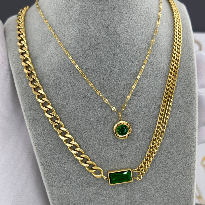 18K GOLD PLATED SS "Roman Green" Necklace - FZ ALLURES