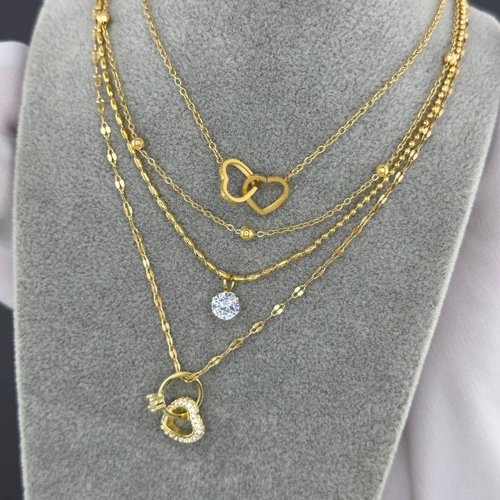 18K GOLD PLATED SS "Two Hearts" Necklace - FZ ALLURES