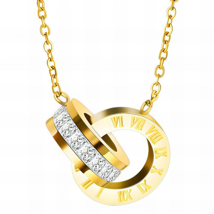 18K GOLD PLATED SS "Two Rings Necklace" - FZ ALLURES