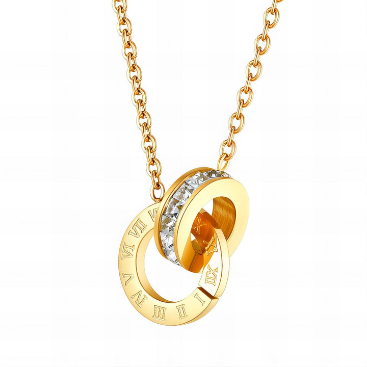 18K GOLD PLATED SS "Two Rings Necklace" - FZ ALLURES