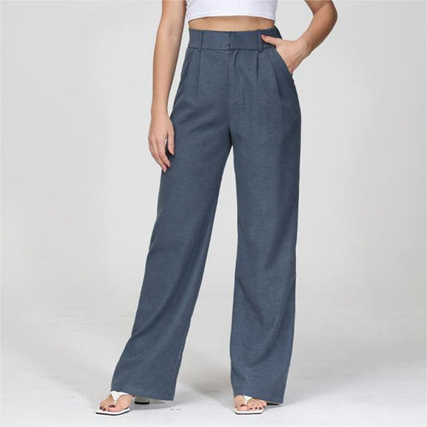 Wide Leg Casual Pants For Women - High Waist Straight Trousers - FZ ALLURES
