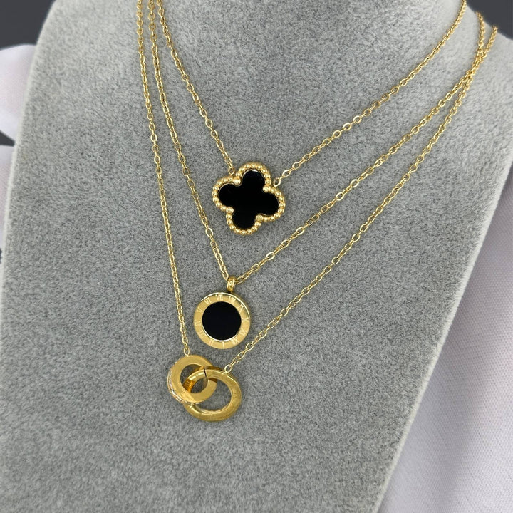 18K GOLD PLATED SS "Two Rings Necklace" - FZ ALLURES